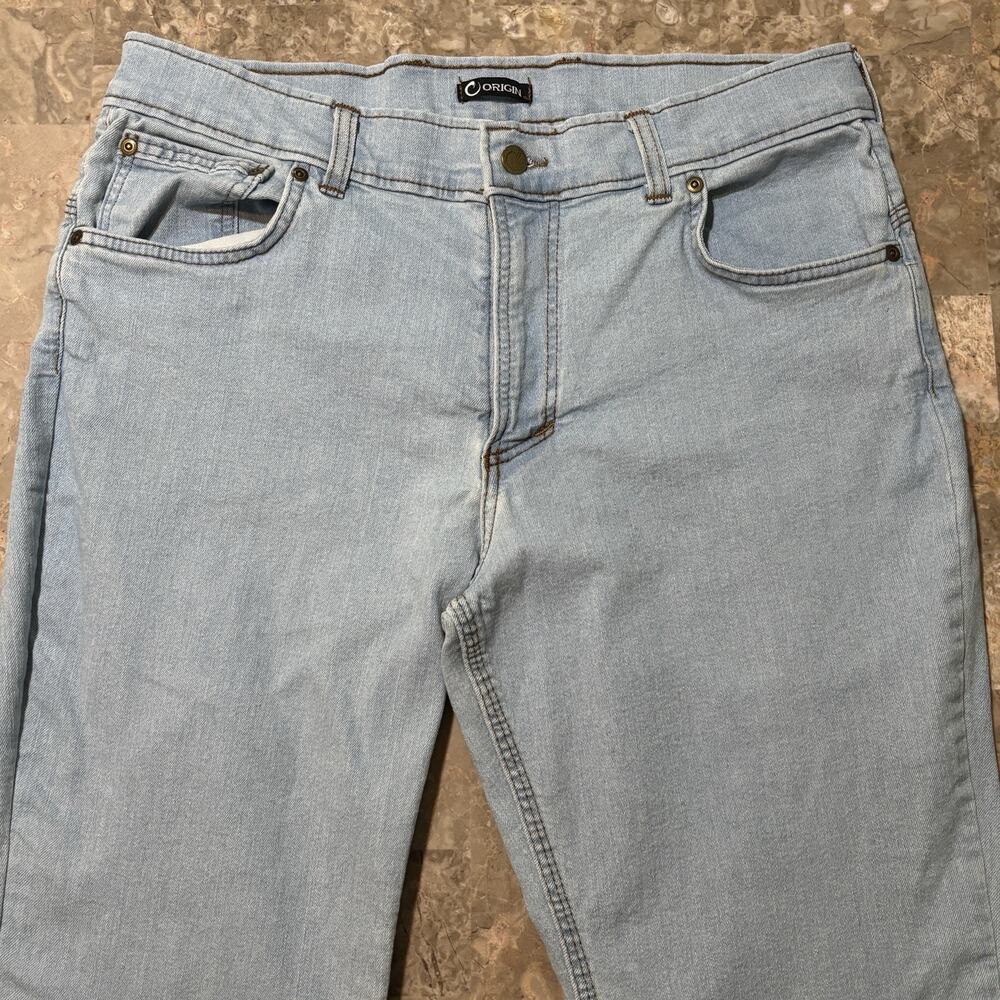 Origin Maine Jeans Mens 34x32 Blue Light Wash Taper D68 USA Stretch Denim